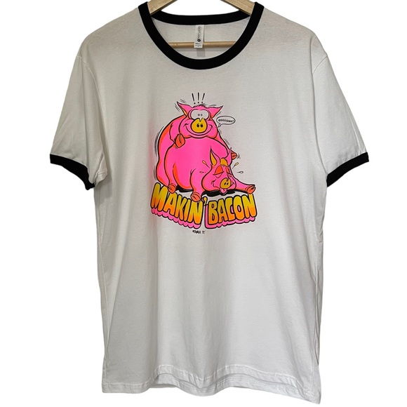 Vintage Other - 1972 Deadstock Raunchy “Makin’ Bacon” Ringer Tee | Size Large